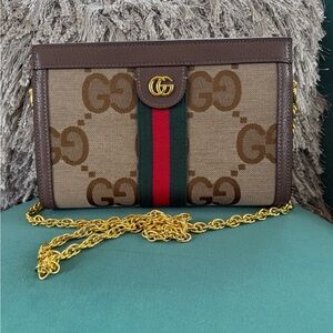 Gucci Brown and Gold Chain Shoulder Bag